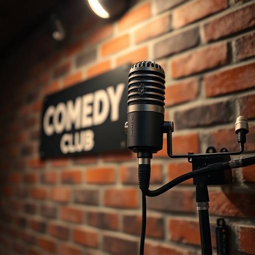 Podcast cover art for 'Comedy Cellar Chronicles' featuring a microphone and a brick wall background.